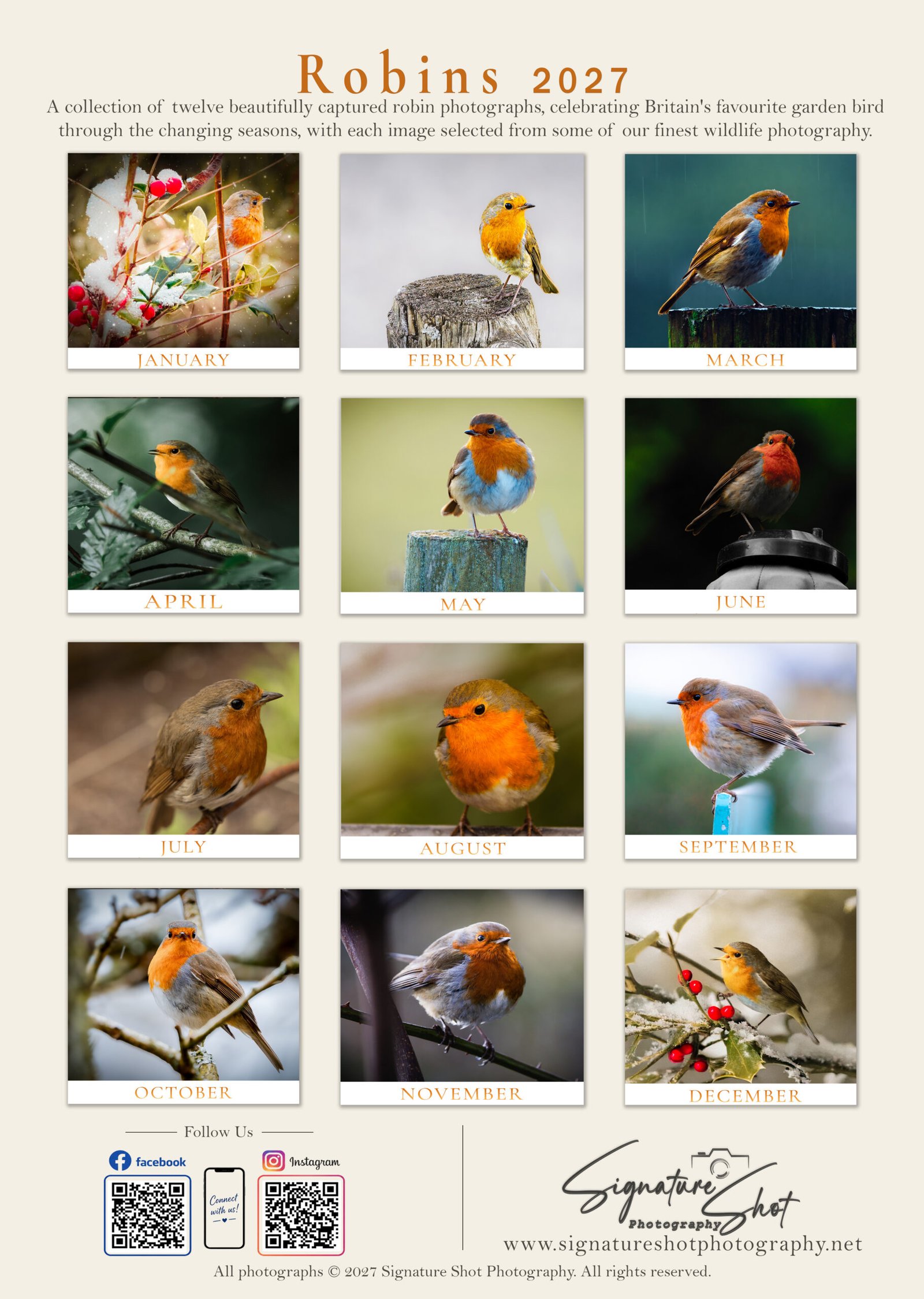 Robin calendar back cover