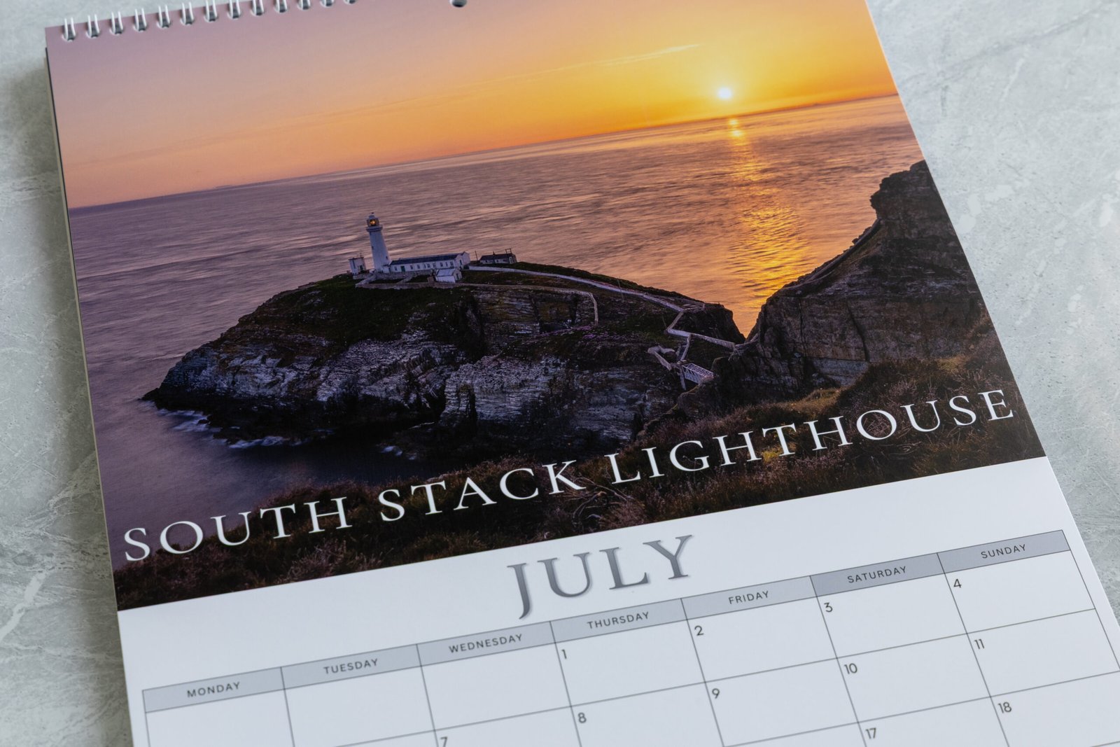 North Wales calendar monthly layout