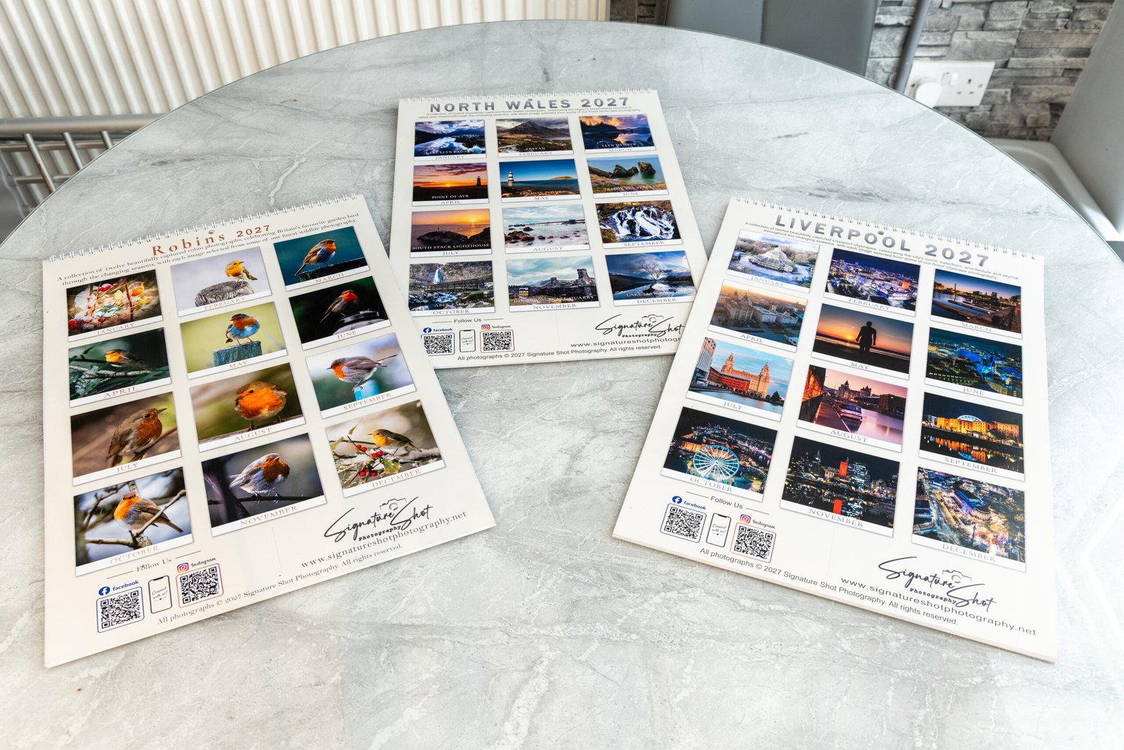 Robin, North Wales and Liverpool calendar back covers