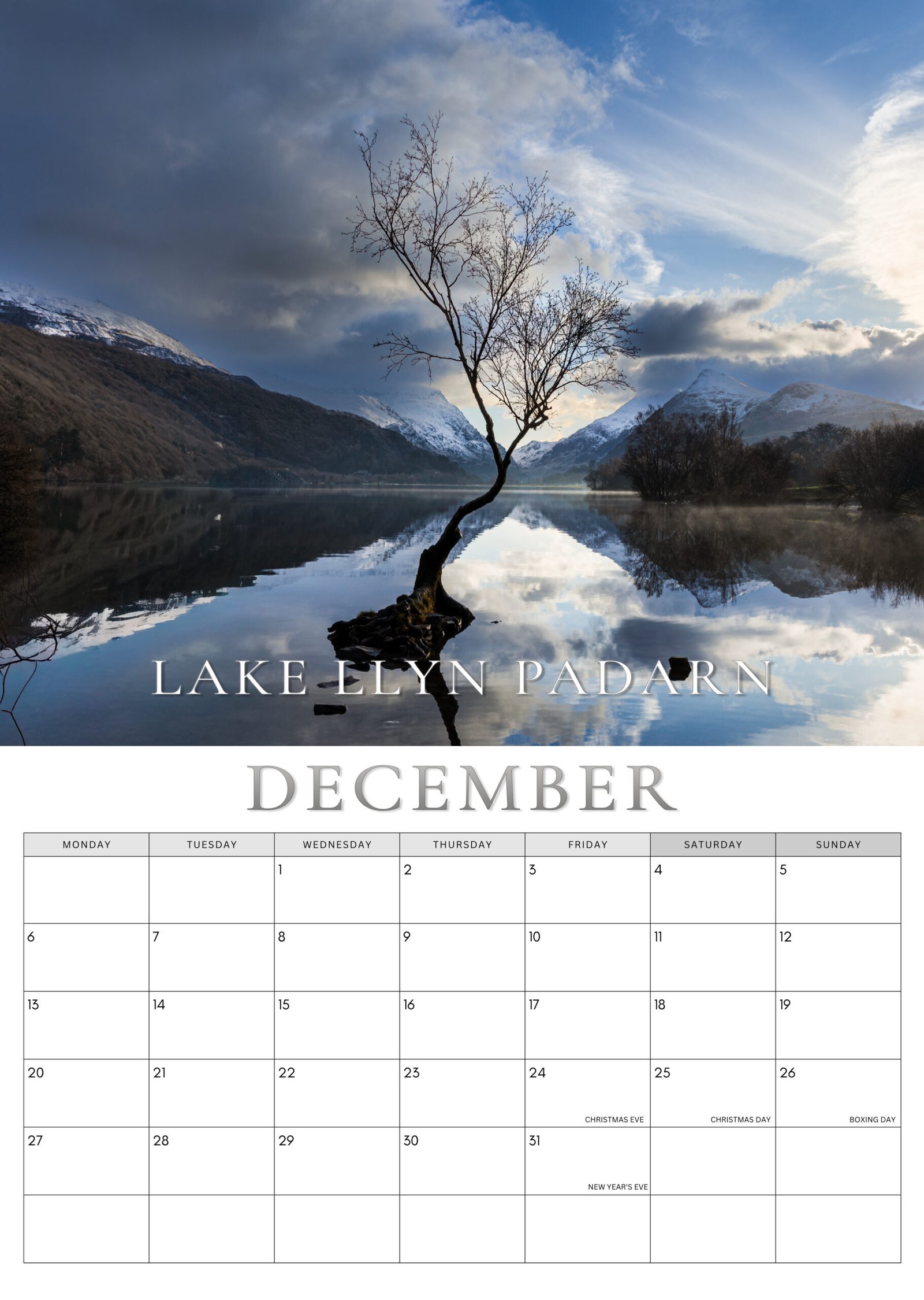 North Wales calendar December
