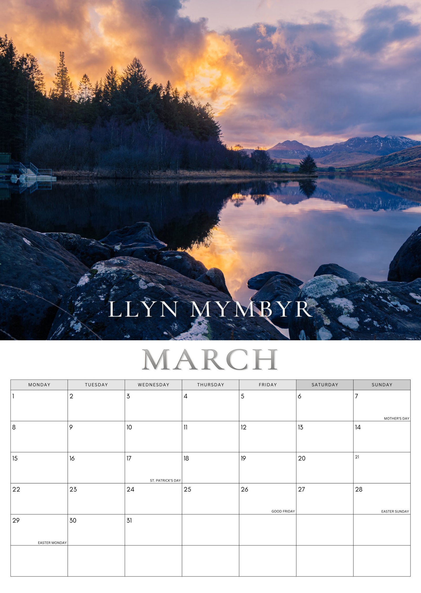 North Wales calendar March