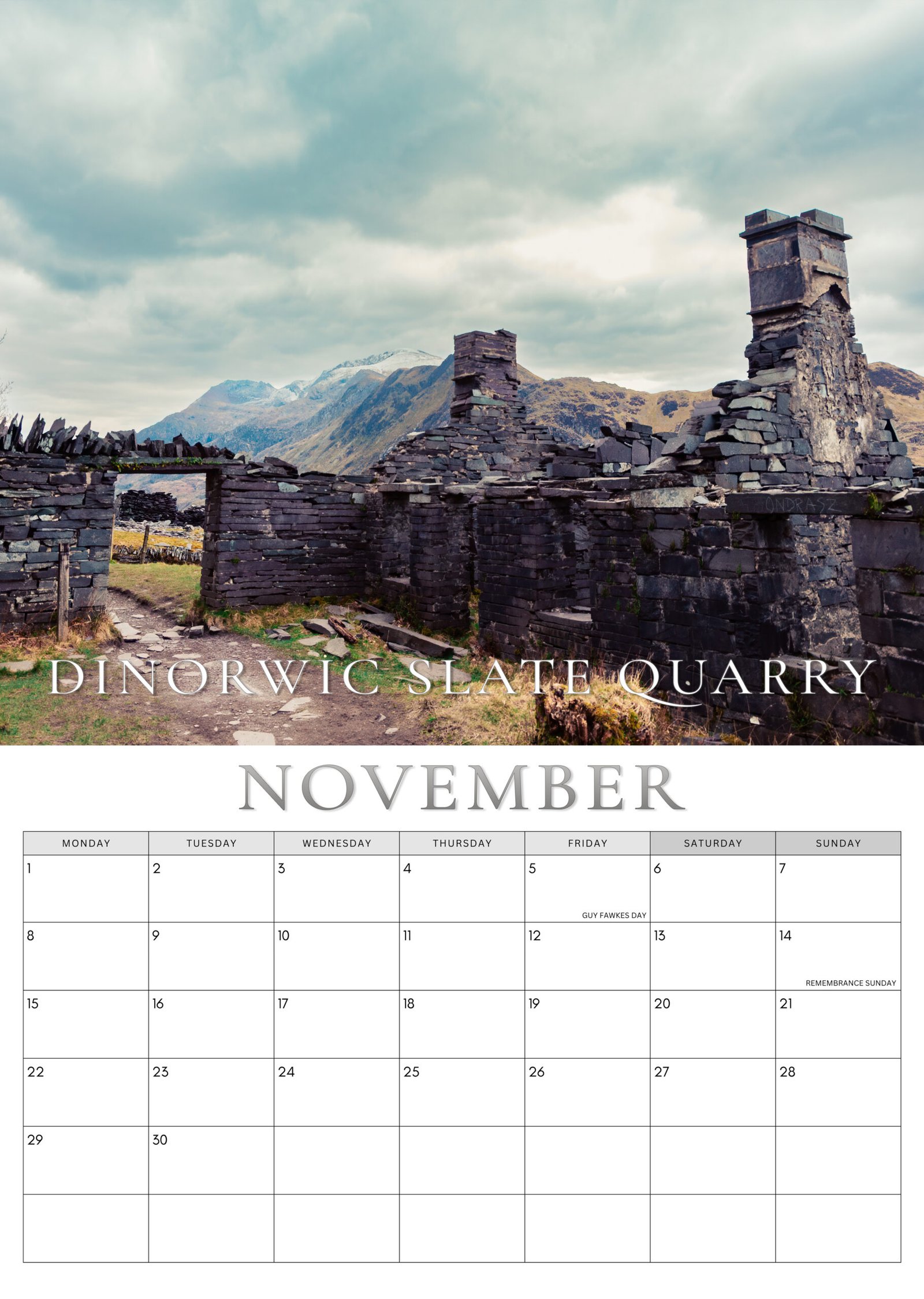 North Wales calendar November
